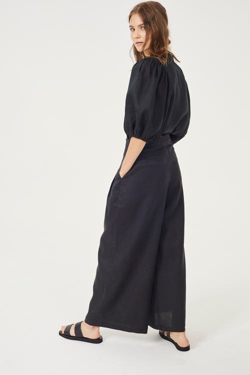 Lanhtropy Culotte Linen Pant In Black