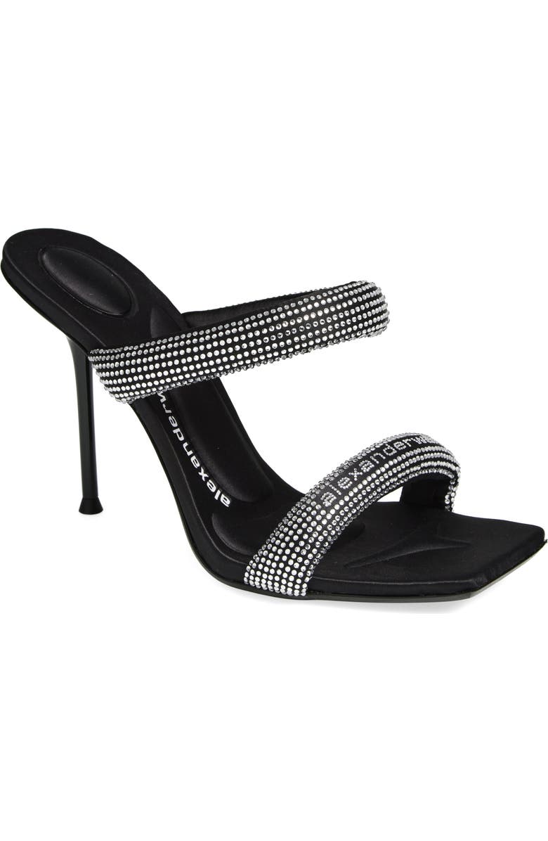 Alexander Wang Julie Tubular Crystal Embellished Slide Sandal, Main, color, Black/ Silver