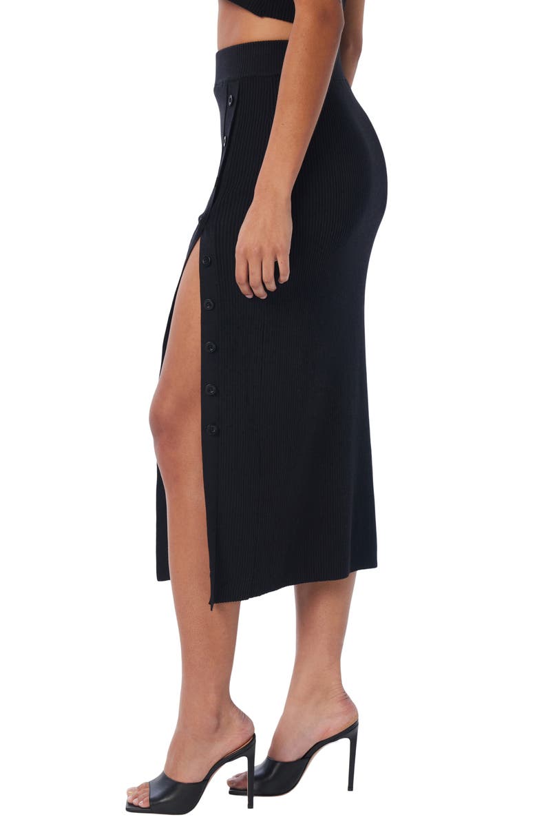 LITA by Ciara Side Button Rib Organic Cotton Midi Skirt, Alternate, color,