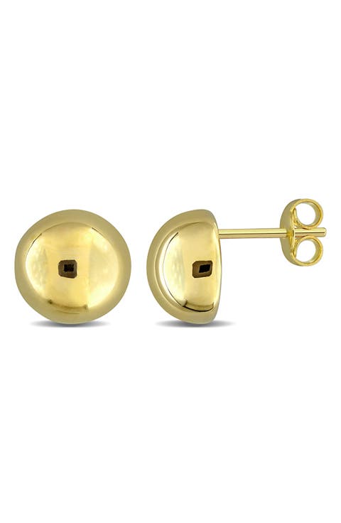 Puffed Round Button Stud Earrings
