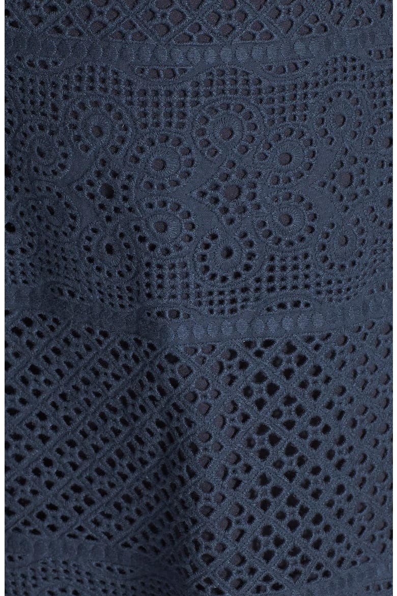 'Masie' Eyelet Midi Skirt, Alternate, color, NAVY
