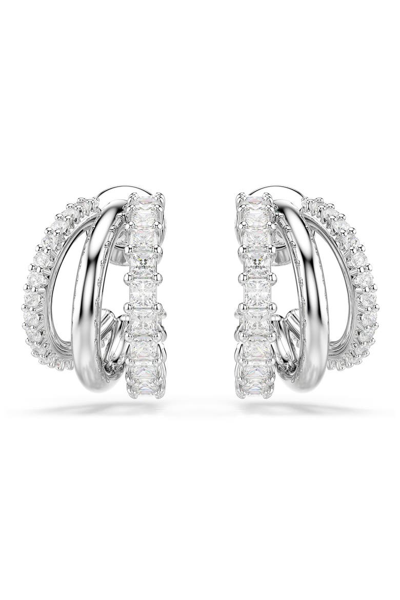 Hyperbola Hoop Earrings, Alternate, color, WHITE/ SILVER