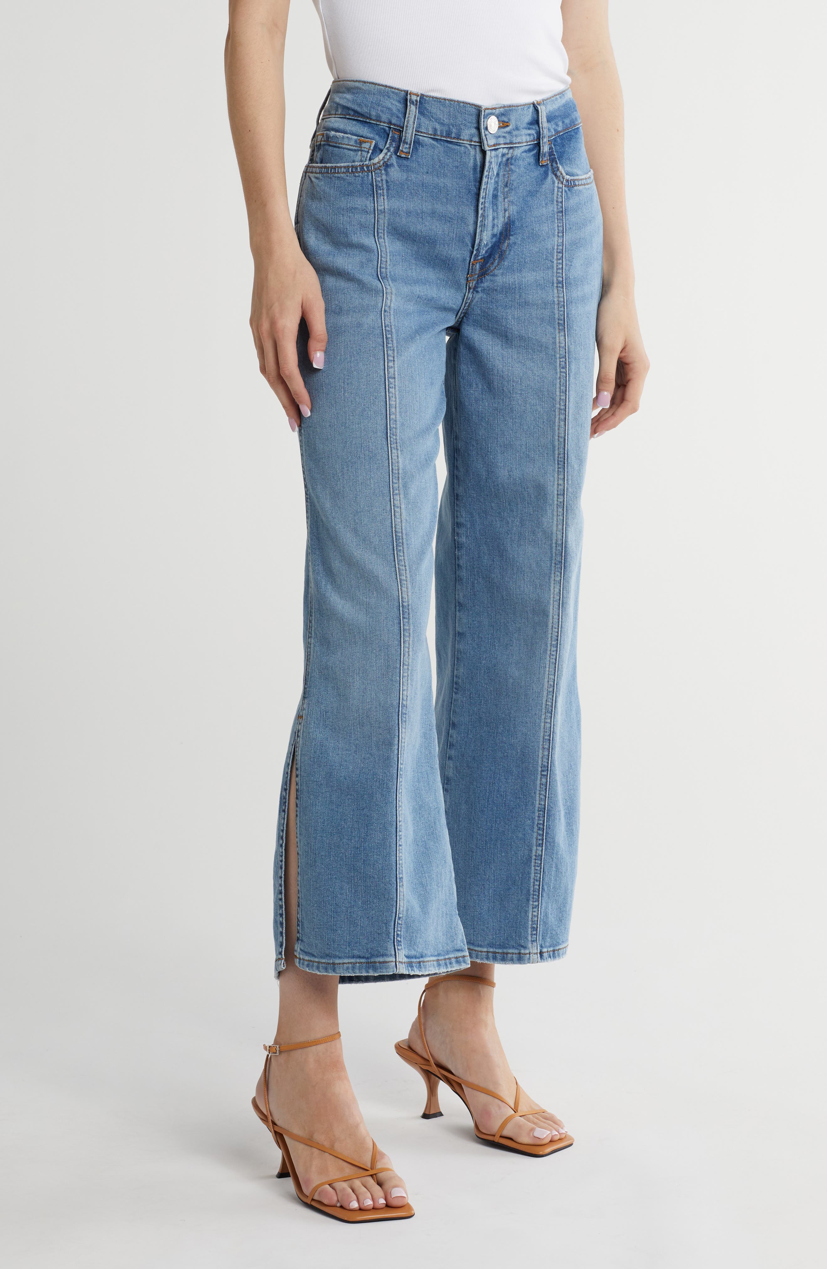 FRAME Pixie Le Slim High Waist Crop Palazzo Jeans