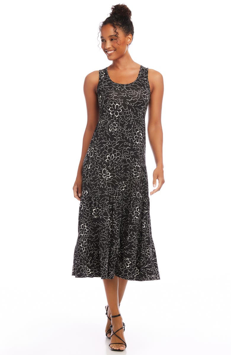 Karen Kane Floral Print Tiered Sleeveless Midi Dress, Alternate, color, Print