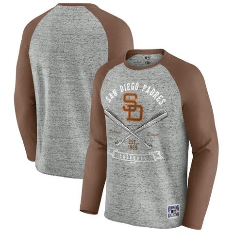 Men's Darius Rucker Collection by Fanatics  Heather Gray San Diego Padres Raw Edge Raglan Long Sleeve Baseball T-Shirt