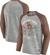 Darius Rucker Collection by Fanatics Men's Darius Rucker Collection by Fanatics  Heather Gray San Diego Padres Raw Edge Raglan Long Sleeve Baseball T-Shirt