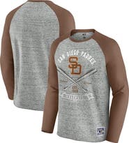 Darius Rucker Collection by Fanatics Men's Darius Rucker Collection by Fanatics  Heather Gray San Diego Padres Raw Edge Raglan Long Sleeve Baseball T-Shirt