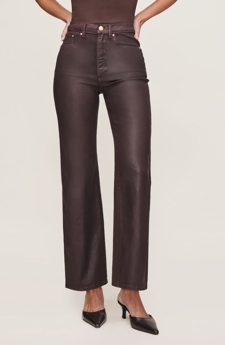 DL1961 Karmine Refined SculptSystem Coated High Rise Wide Leg Jeans, Main, color, Fig Coated