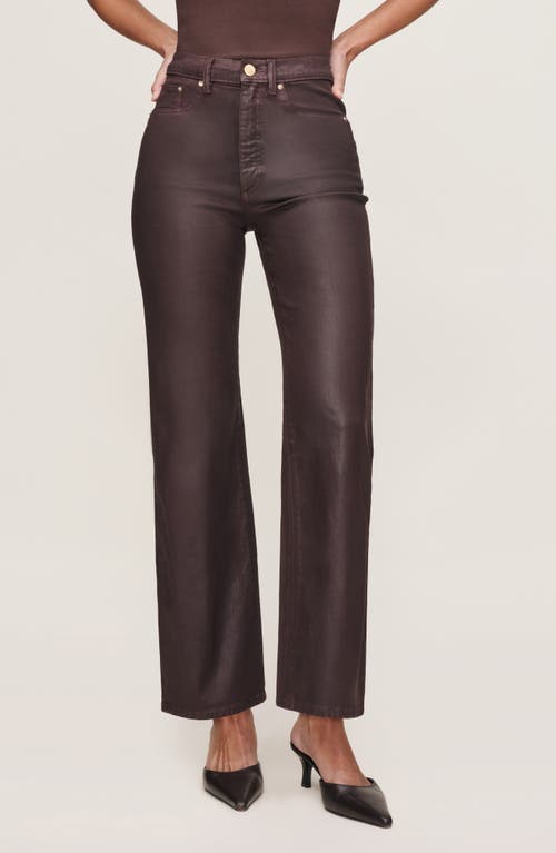 Dl1961 Karmine Refined Wide Leg Sculptsystem High Rise Coated Jeans In Fig Coated In Brown