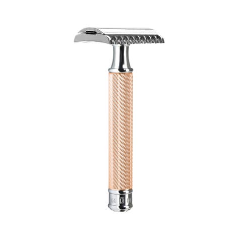 Traditional Rose Gold Safety Razor - Open Comb