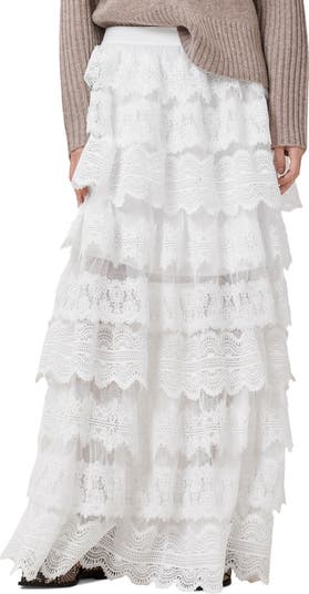 ワンピース Layered Lace Skirt White lace skirt shirt onepiece – idem