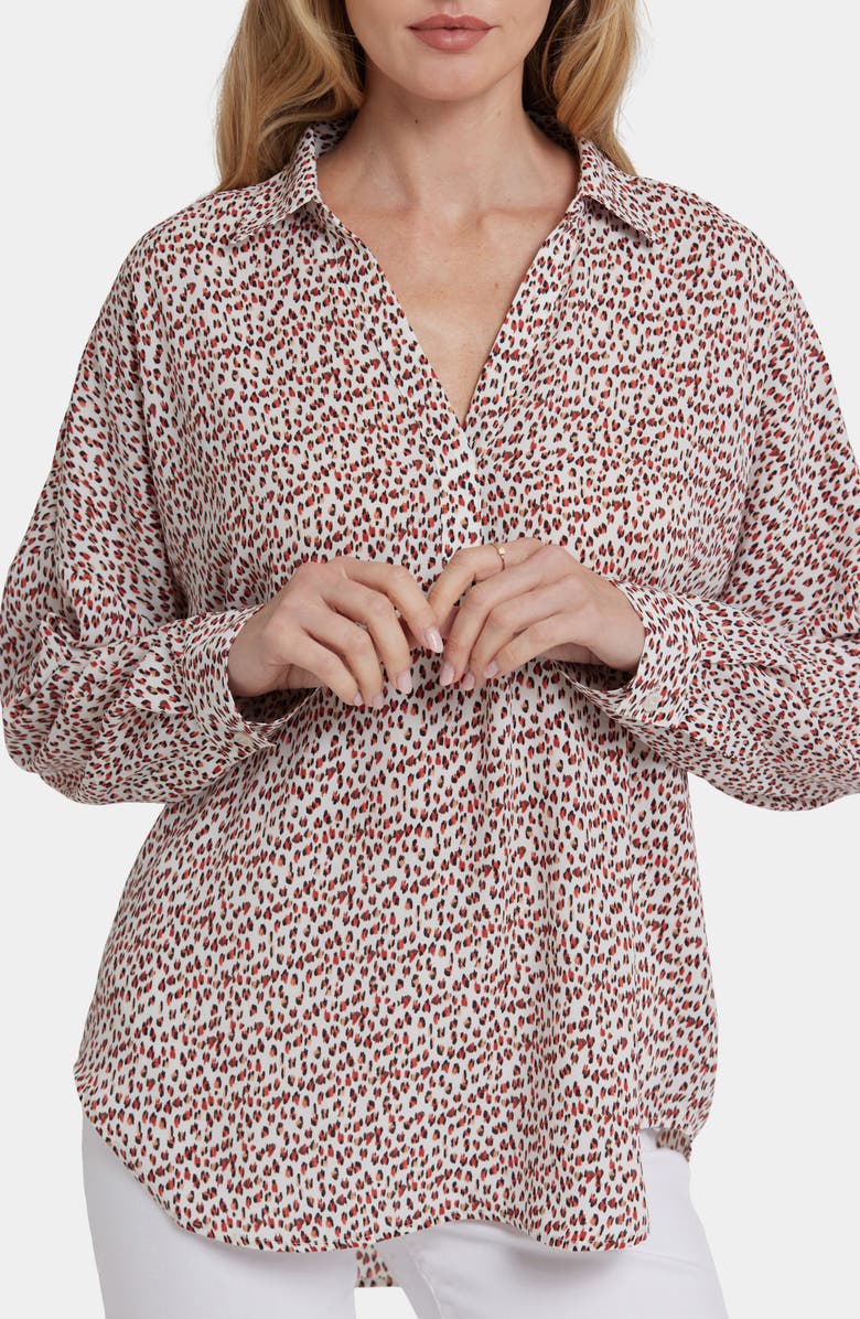 NYDJ Becky Recycled Polyester Georgette Blouse, Alternate, color, Bobcat