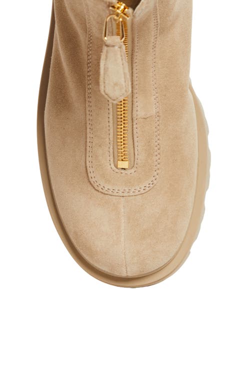 Prada Zip Front Lug Bootie In Brown
