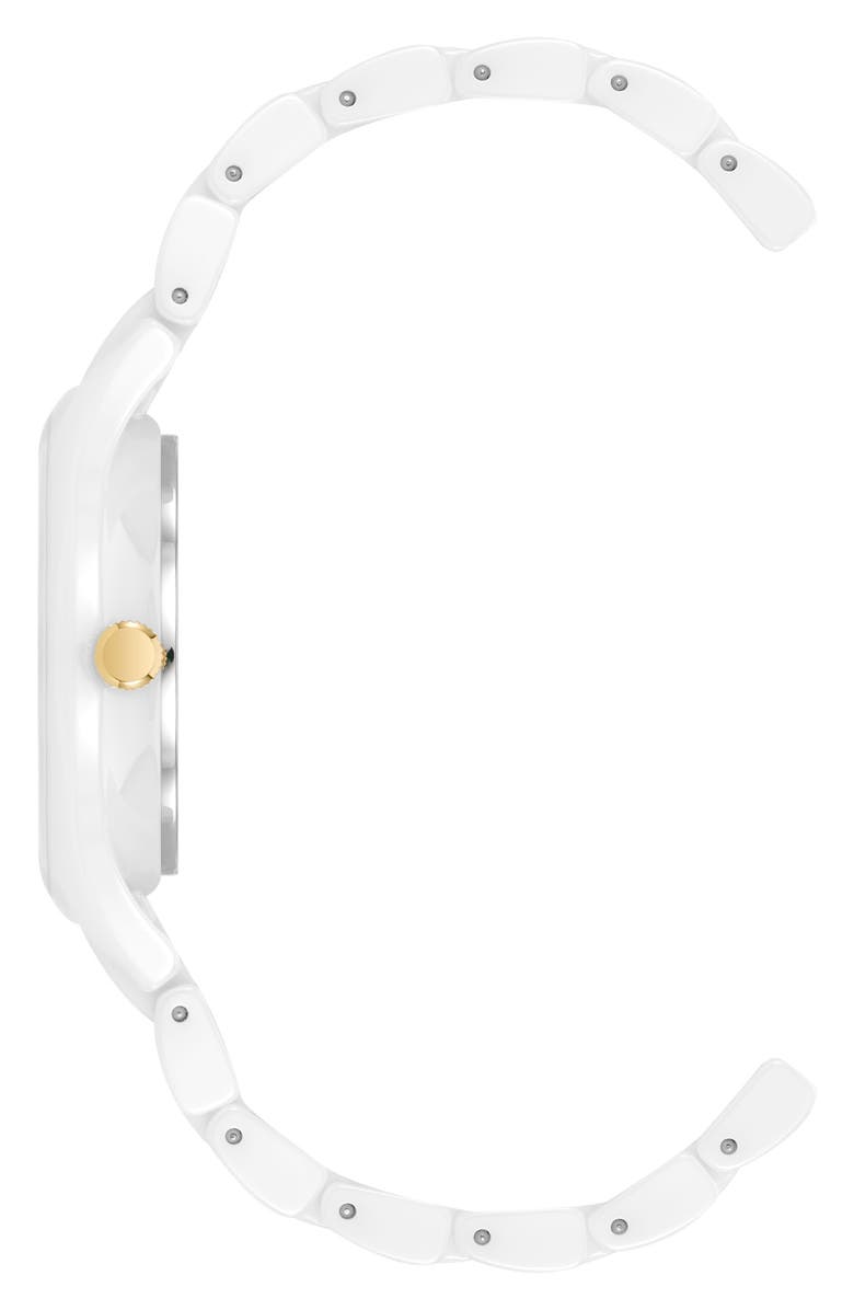 Anne Klein Three-Hand Quartz Bracelet Watch & Bracelet Set, Alternate, color, White/ Gold