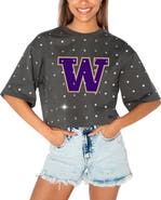 GAMEDAY COUTURE Women's Gameday Couture Gray Washington Huskies Go Time Rhinestone Crop T-Shirt