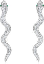 SUZY LEVIAN Pavé Cubic Zirconia Snake Stud Earrings