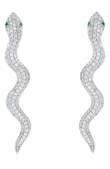 SUZY LEVIAN Pavé Cubic Zirconia Snake Stud Earrings
