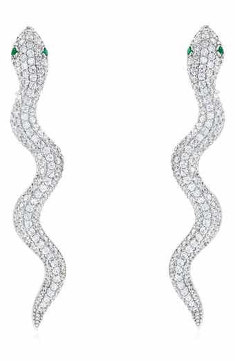 Pavé Cubic Zirconia Snake Stud Earrings