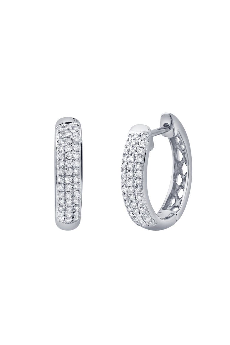 Halo Loop 0.25 Ct 14K Gold Diamond Huggies, Main, color, 14K White Gold