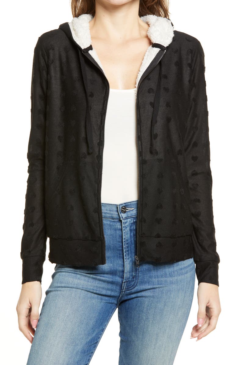 Bobeau Flocked Zip Hoodie, Main, color,