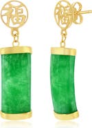 SIMONA 14K Gold Plated Rectangular Jade Earrings