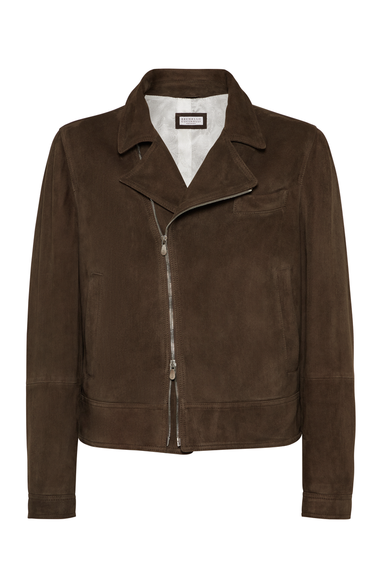 Brunello Cucinelli Suede biker jacket, Main, color, 