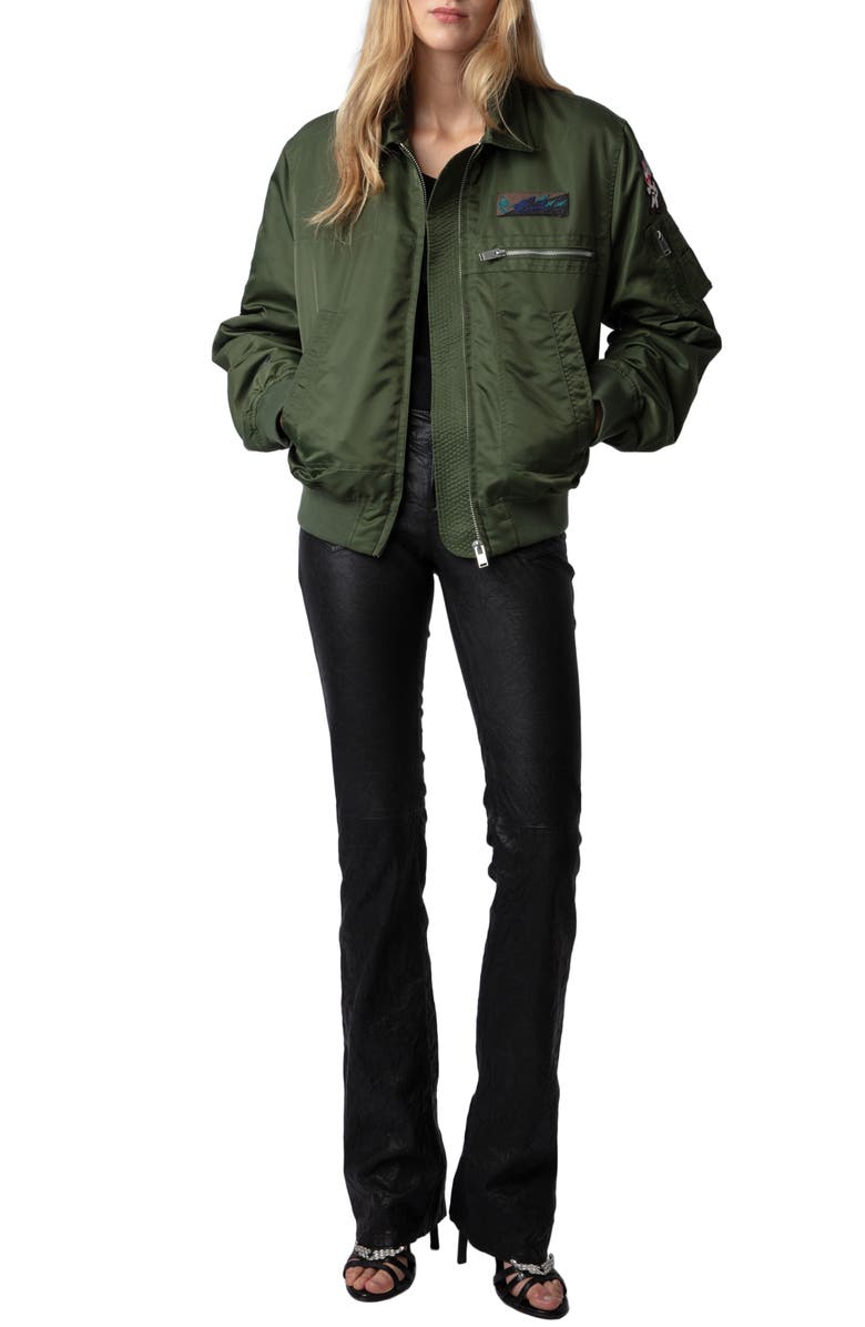 Zadig & Voltaire Bolid Logo Patch Flight Jacket, Alternate, color,