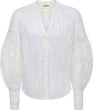 L'AGENCE Kiera Lace Trim Button-Up Top