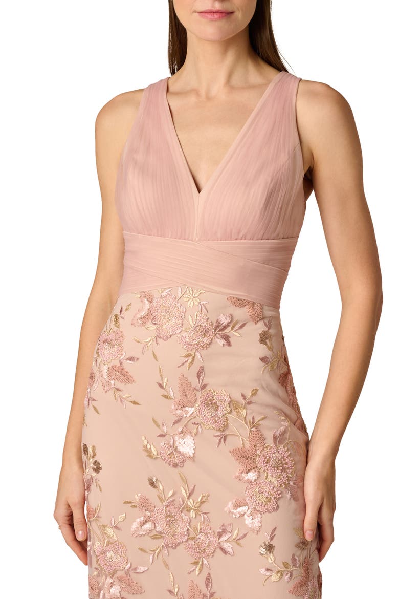 Embroidered Mesh Gown, Alternate, color, BLUSH