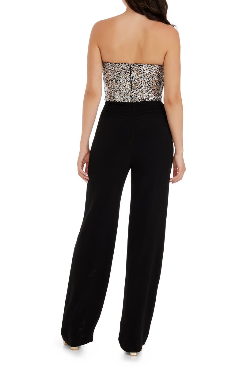 Dress the Population Fernanda Sequin Bodice Strapless Jumpsuit, Alternate, color, 