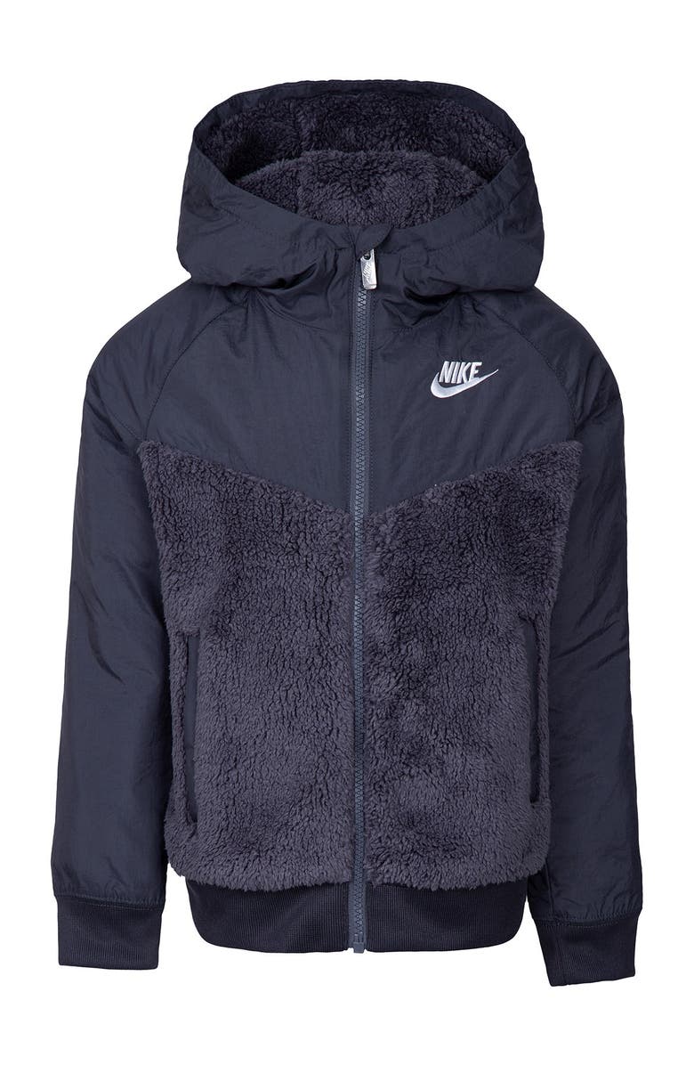 Nike Faux Shearling Windrunner Water Resistant Hooded Jacket, Main, color,