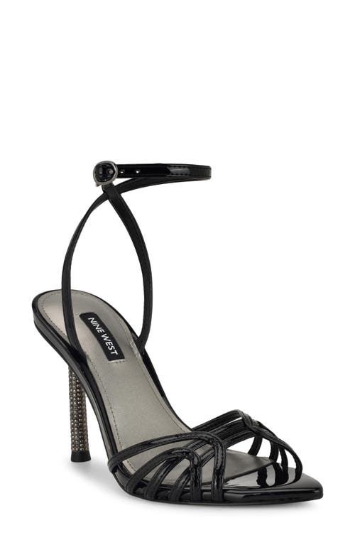 Nine West Paxal Shimmering Stones Metallic Stiletto Sandals Women In Black 001