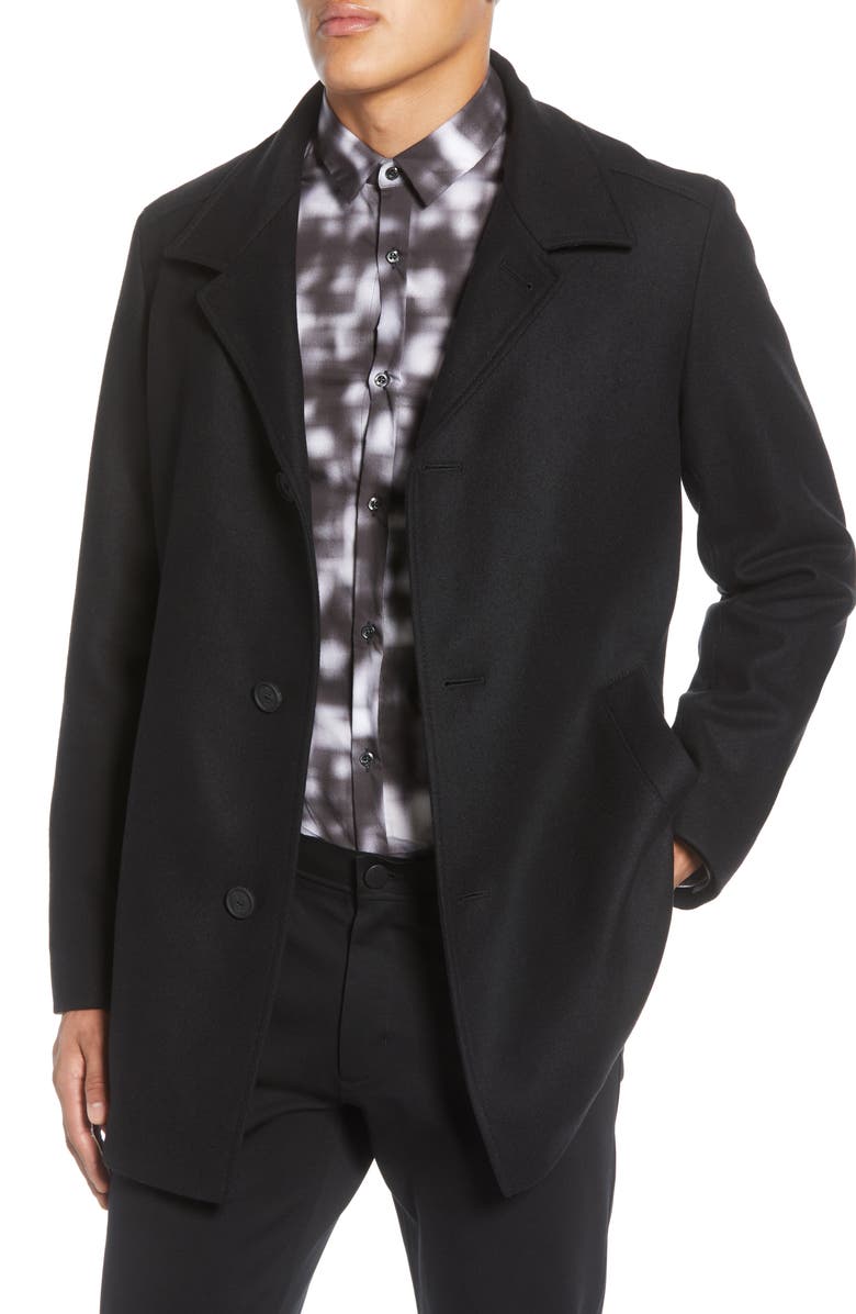 BOSS Barelto Regular Fit Wool Blend Coat with Removable Inset Bib, Alternate, color,