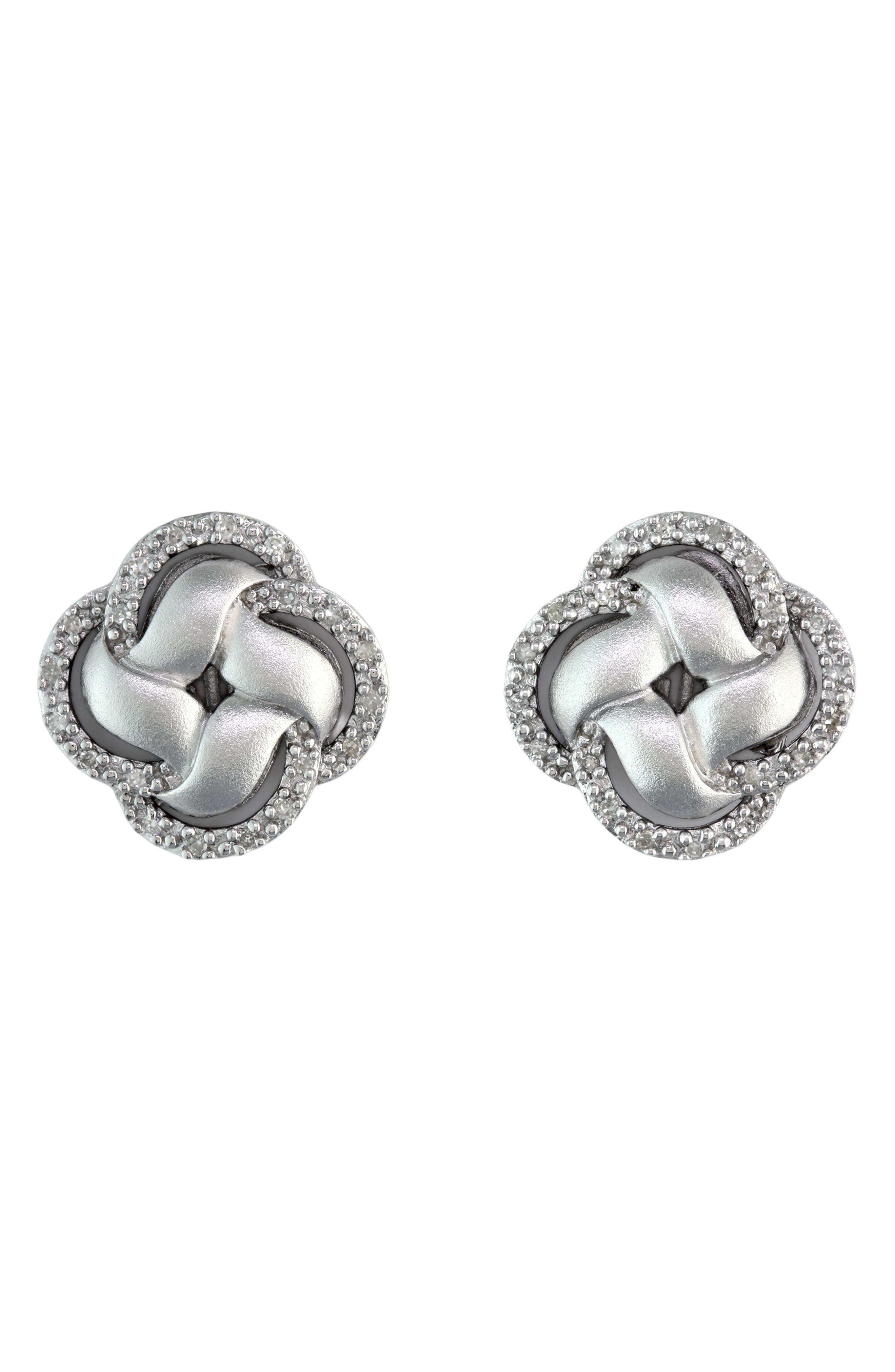 Sterling Silver Diamond Stud Earrings