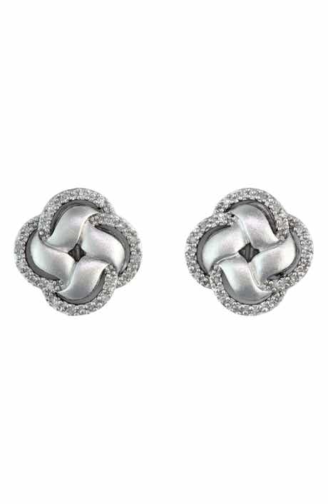 Sterling Silver Diamond Stud Earrings