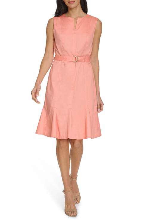 Belted A-Line Dress