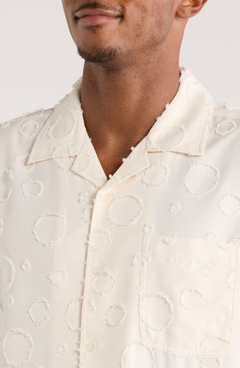 Textured Polka Dot Camp Shirt