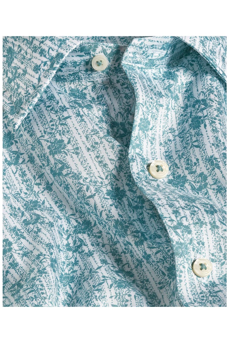 Floral Print Lyocell Short Sleeve Shirt, Alternate, color, WHITE/ SEAFOAM