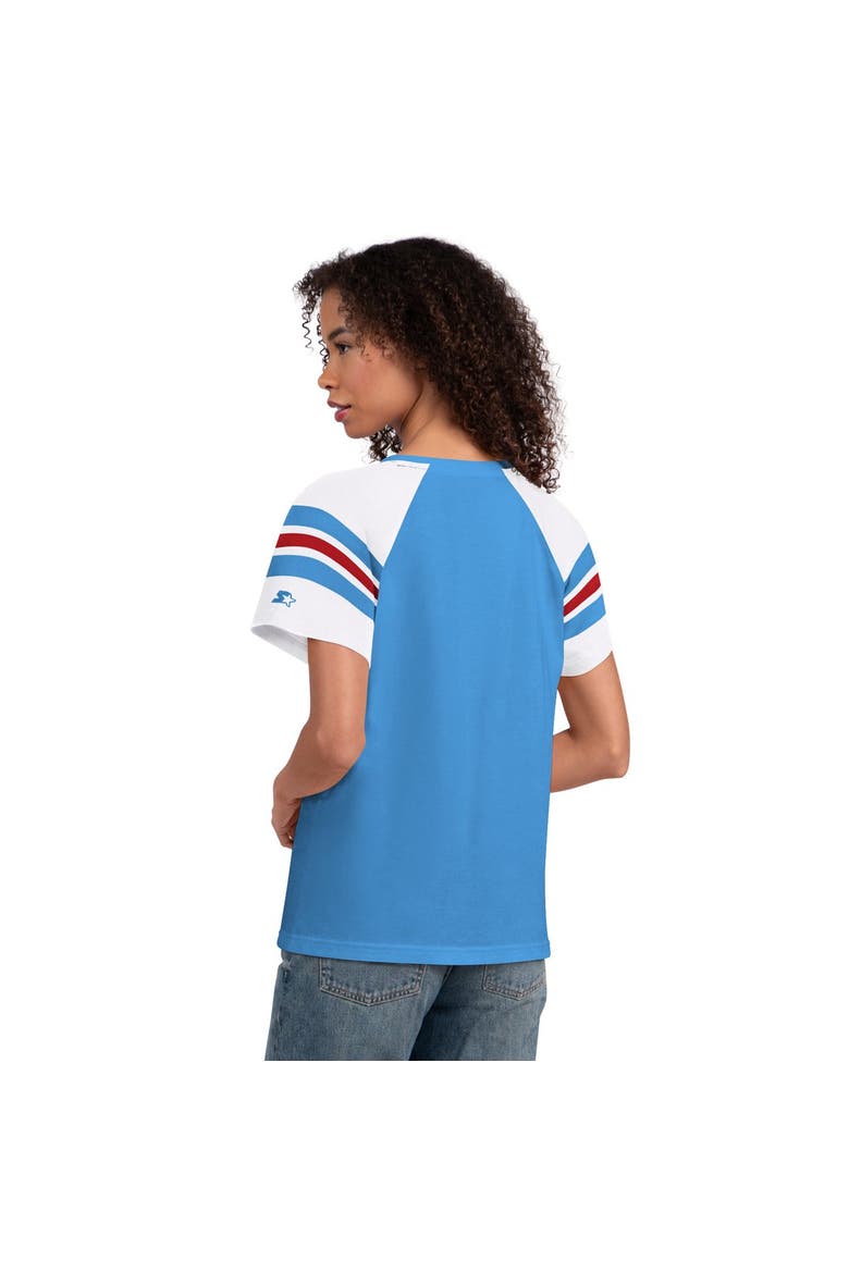 Women's Starter  Light Blue Tennessee Titans Game On Notch Neck Raglan T-Shirt, Alternate, color, Light Blue