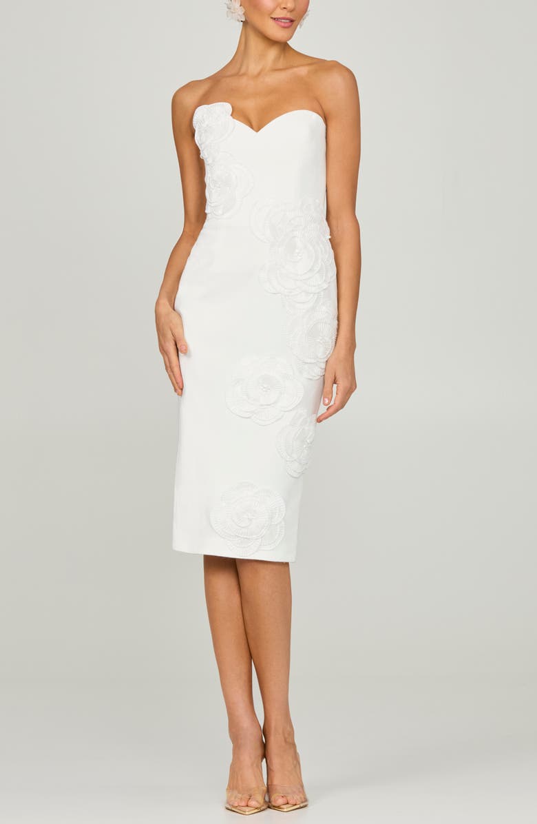HELSI Kaia Floral Appliqué Strapless Dress, Main, color, Off White