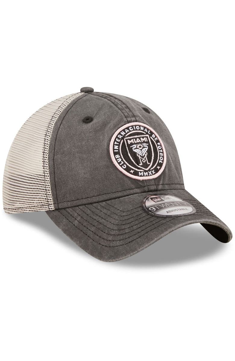 New Era Men's New Era Black/Cream Inter Miami CF 9TWENTY Washed Denim Snapback Hat, Alternate, color,