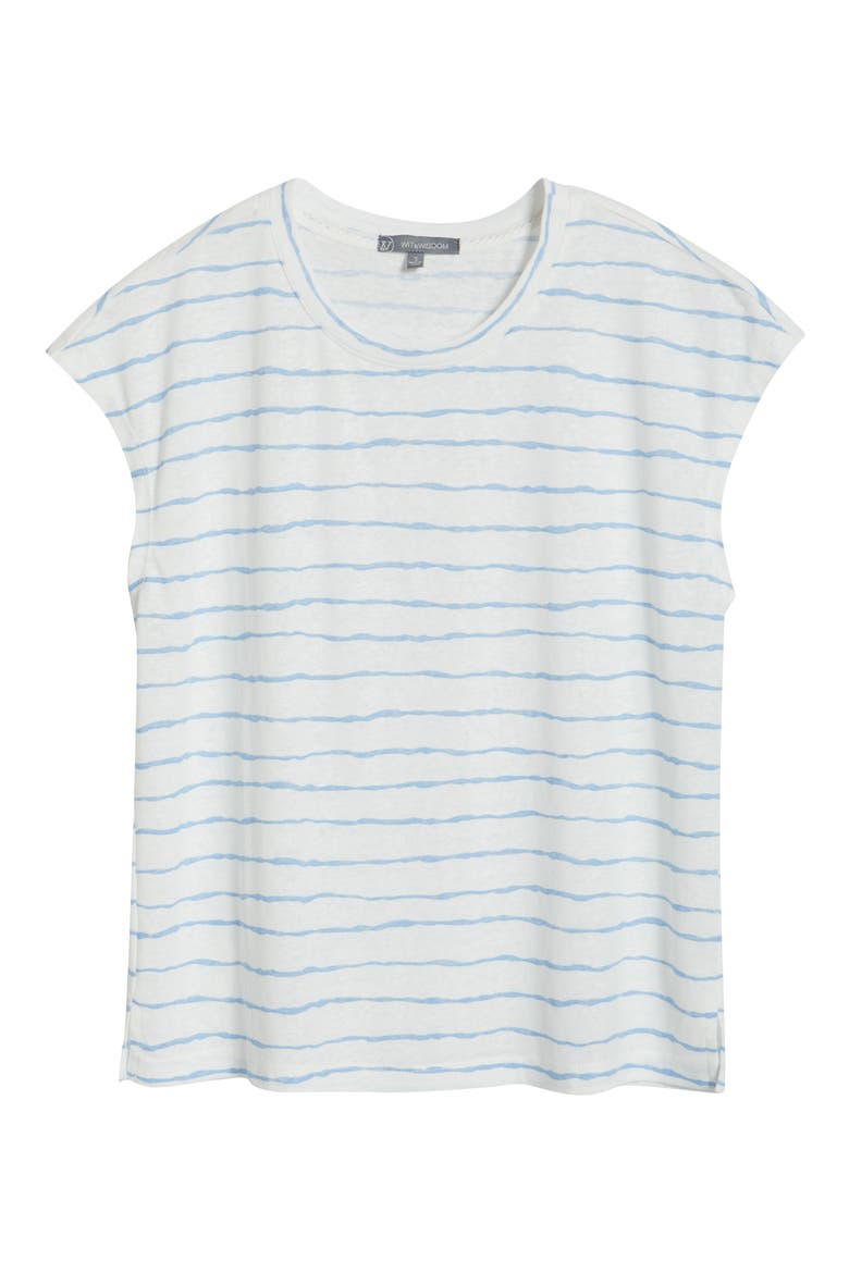Stripe Linen Blend T-Shirt, Alternate, color, CHAMBRAY BLUE/ OFF WHITE