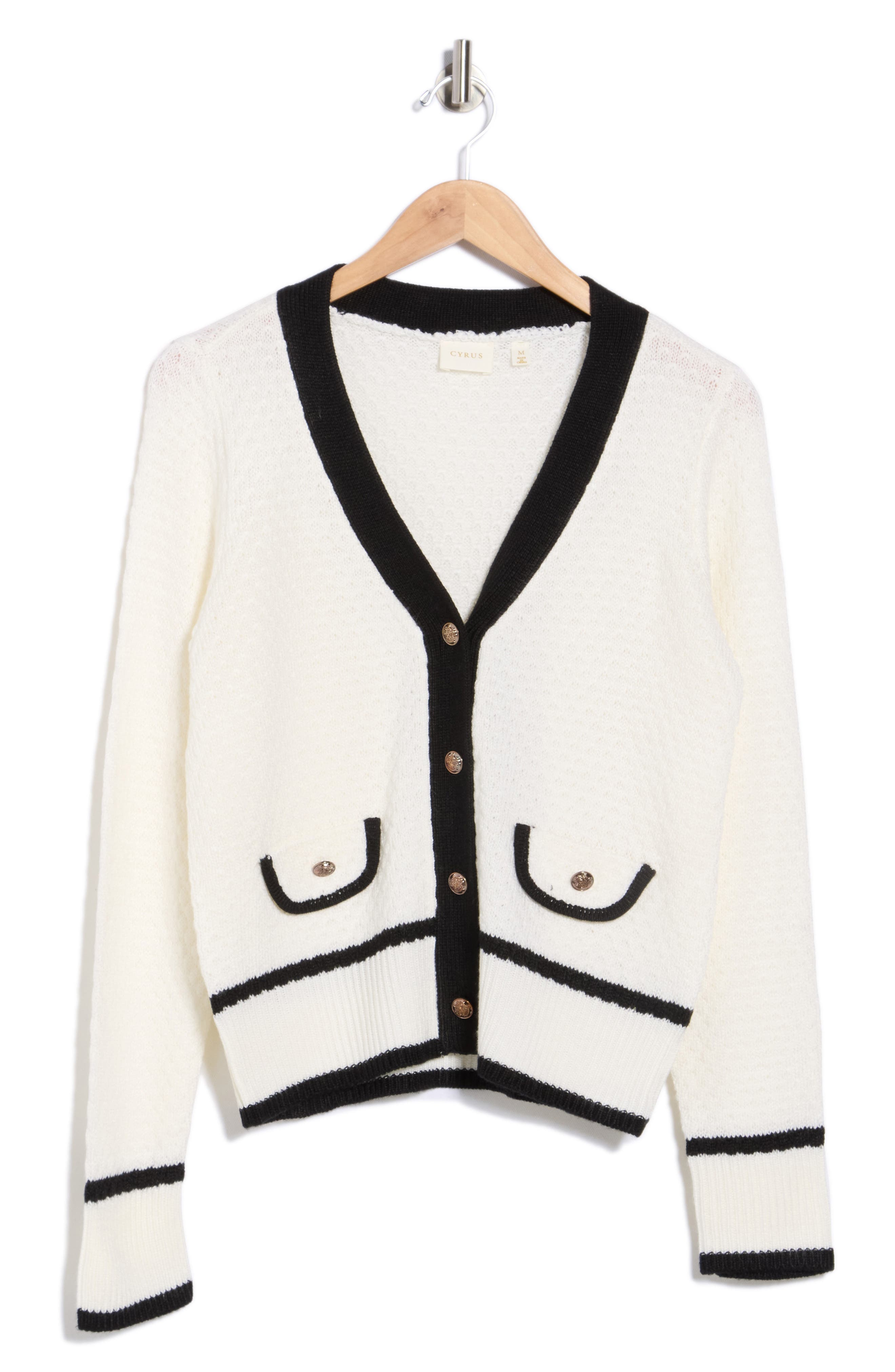 Cyrus Contrast Trim Boyfriend Cardigan In Animal Print