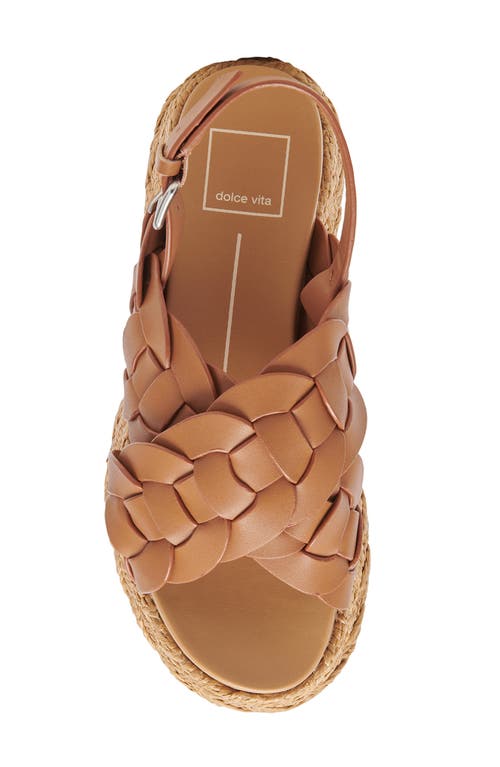Dolce Vita Winder Basketweave Slingback Platform Sandal In Tan Leather