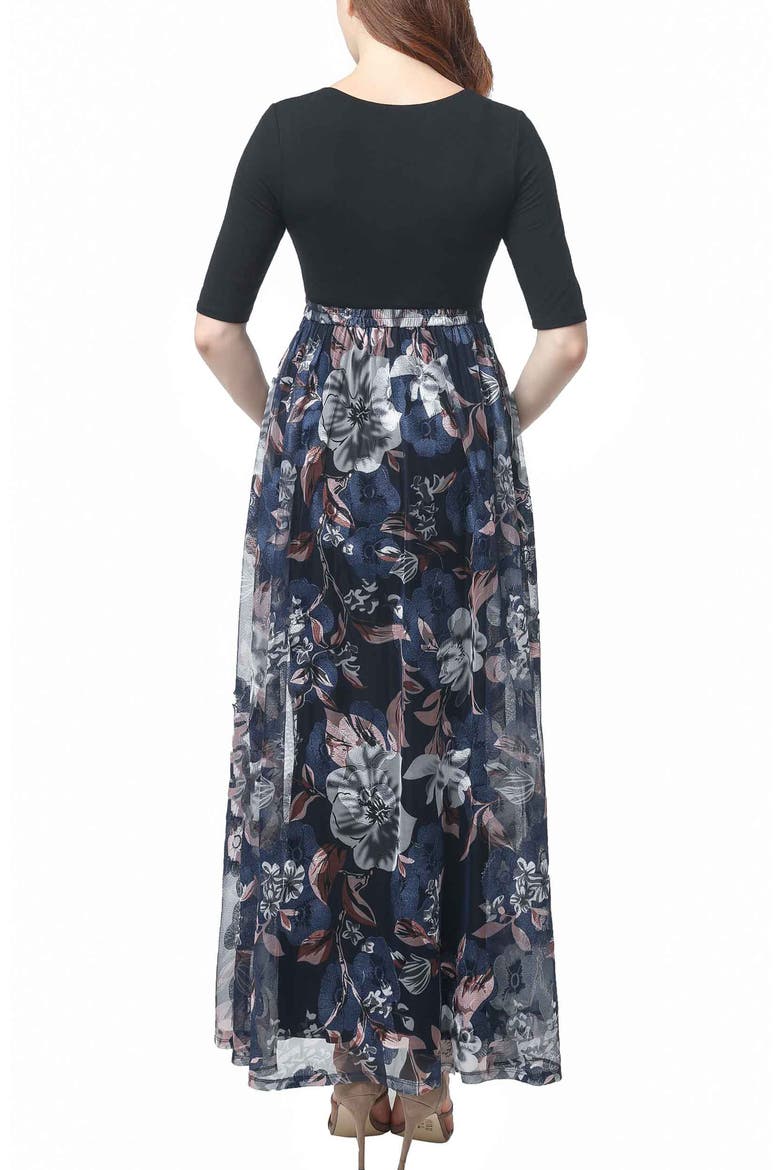 Annabelle V-Neck Mesh Print Maternity Maxi Dress, Alternate, color, Multicolored
