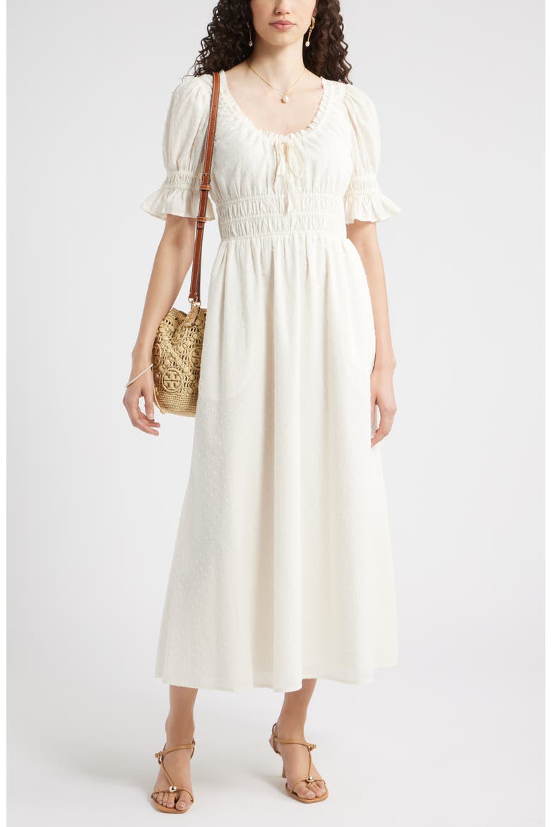 Smocked Waist Maxi Dress, Alternate, color, IVORY PRISTINE