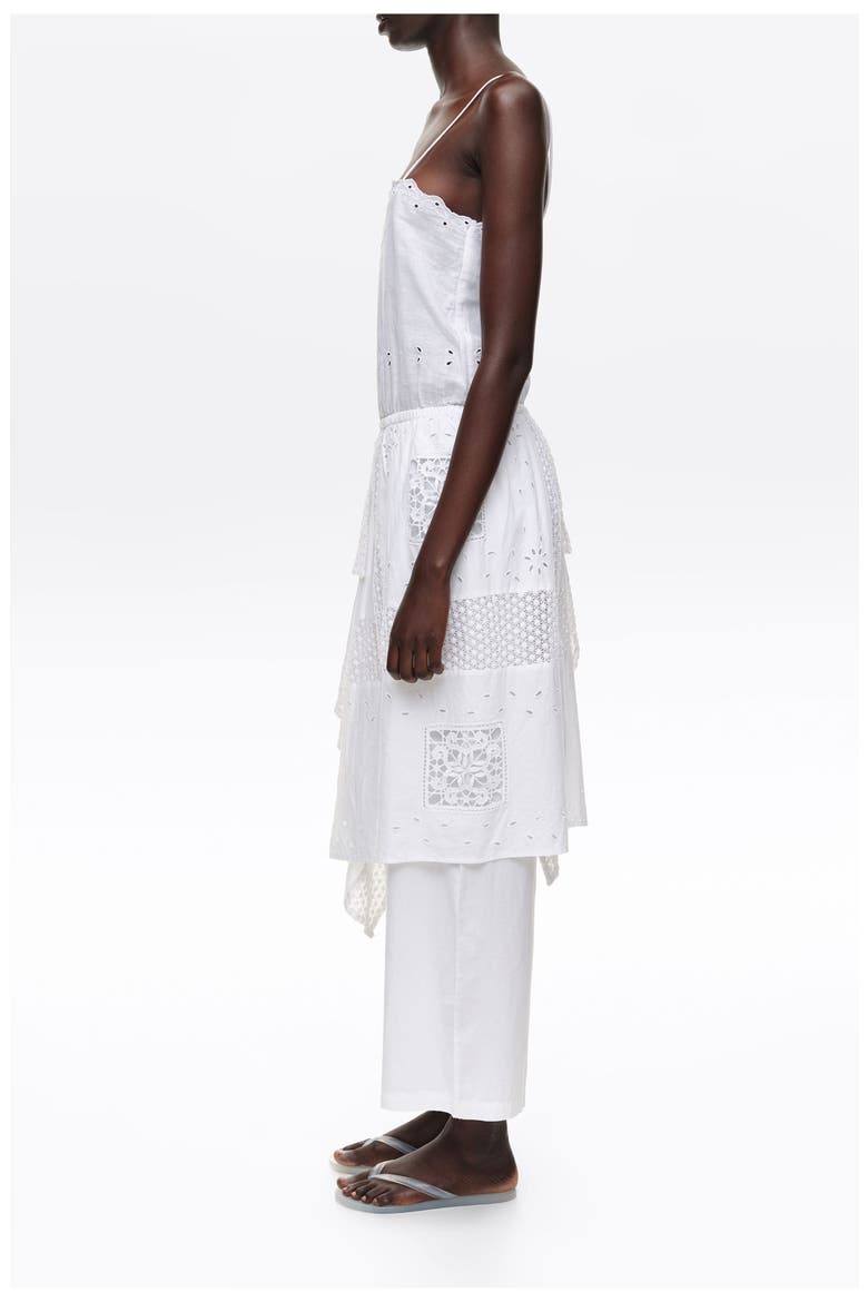 Embroidered Asymmetrical Handkerchief Jumpsuit, Alternate, color, WHITE