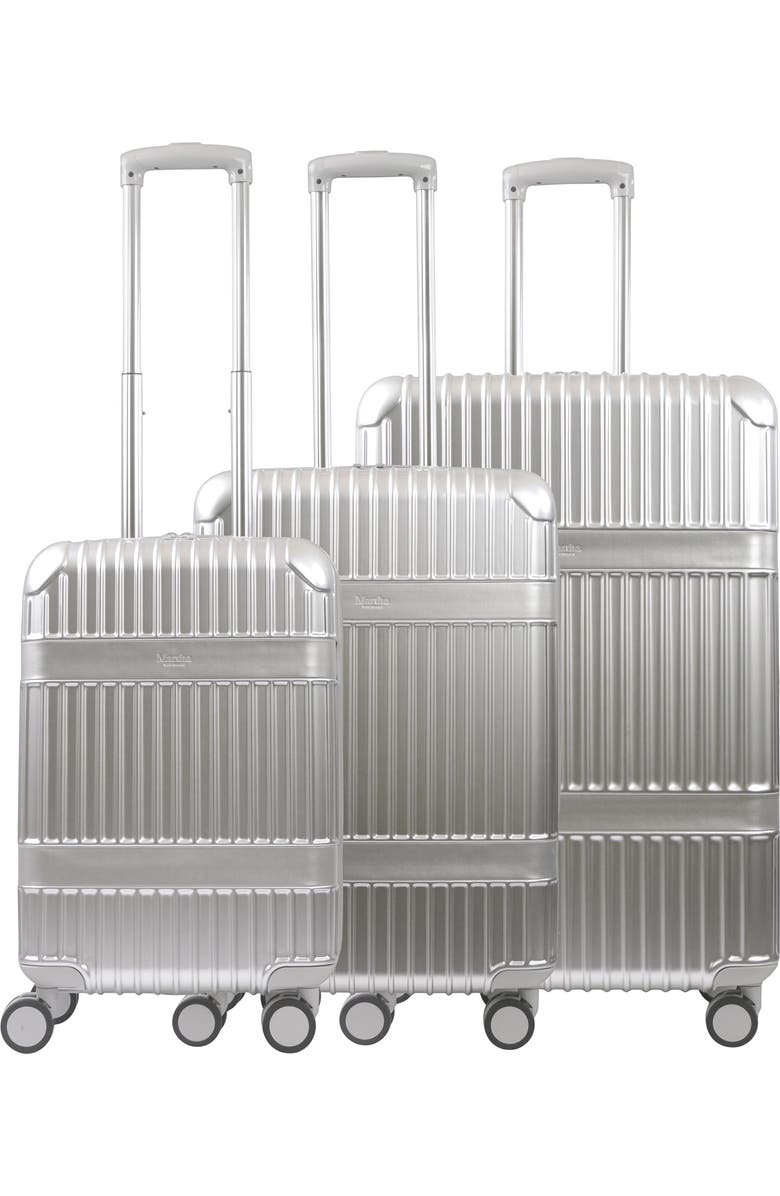 MARTHA STEWART The Bedford 3-Piece Hardcase Luggage Set, Alternate, color, Silver