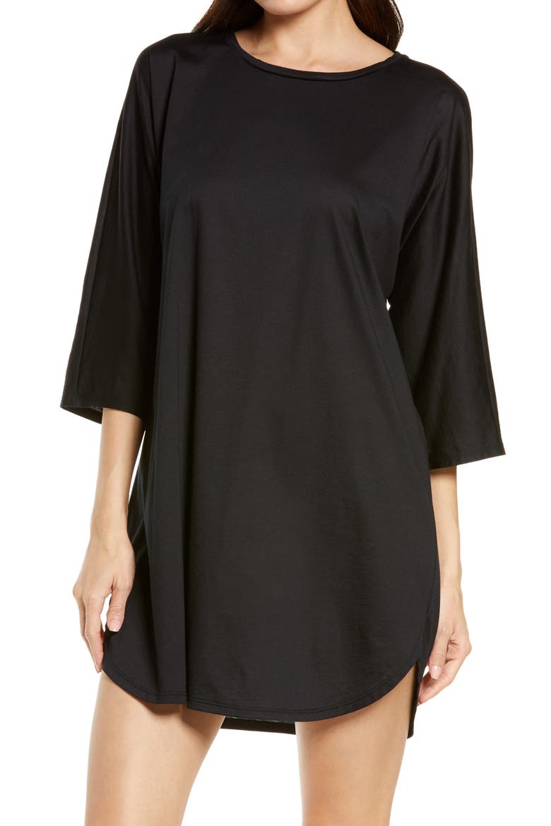 Bliss Cotton & Modal Sleep Shirt, Main, color, BLACK