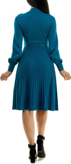 Tie Waist Fit & Flare Sweater Dress